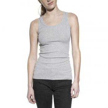 Camiseta sin mangas de canalé algodón orgánico gris melange para mujer