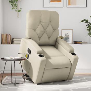 Silla reclinable de masaje en crema de cuero sintético Vidaxl