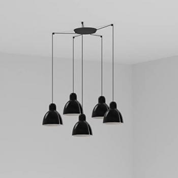 Lámpara Colgante de 5 Luces en Forma de Grapa Negra Venice