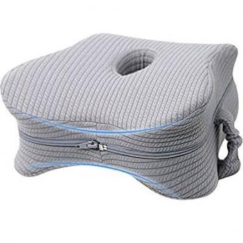 JEMESI Almohada Ortopédica para Pierna y Rodilla,Almohadilla para Dormir de Lado,Espuma con Memoria, Alivia el Dolor de Espalda, Cadera y Articulaciones, Soporte para el Tobillo y la Rodilla - Gris