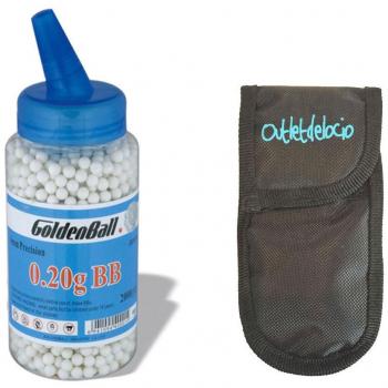 GoldenBall Biberon 2000 balines PVC para Pistolas Airsoft. Calibre 6mm. Peso 0,20 Gramos