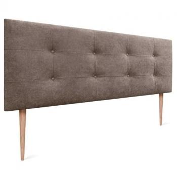 Cabecero Acolchado Capitone Tapizado en Polipiel o Tela Acualine, 8cm de Grosor, Marrón, 145x115cm
