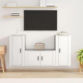Set de muebles de TV 3 piezas madera contrachapada blanco Vidaxl