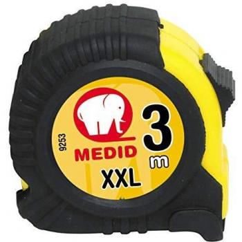 Medid MD/9253 Flexómetro con funda de goma, 3 m x 25 mm