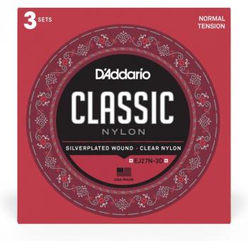 D'Addario EJ27N Classic Nylon Guitar Strings Set, Normal Tension, 3-Pack