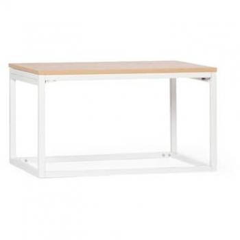 Mesa de Centro Elevable de Madera Blanca 80x49 cm con Patas Blancas