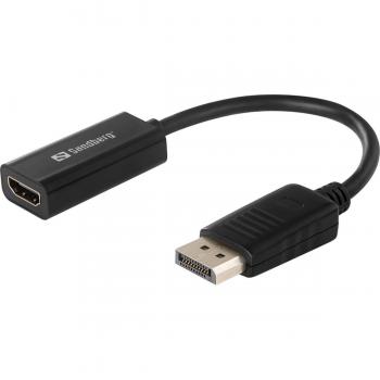 Adaptador Convertidor DisplayPort Macho a HDMI Hembra Sandberg, Alta Calidad, Transmisión Rápida, Color Negro, Garantía de 5 Años