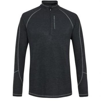 Camiseta de manga larga masculina Protest LOUISIANA 1/4 zip top (True Black) con media cremallera, tejido elástico y diseño ajustado
