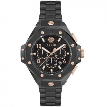 Philipp Plein Chrono Royal Black Stainless Steel Men's Watch 46mm 5ATM