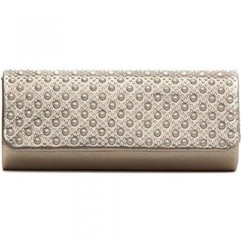 VINCENT PEREZ Cartera de mano, Mujer, Cartera de mano, De Cuero, sintético, y perlas / diamantes de imitación con cadena desmontable