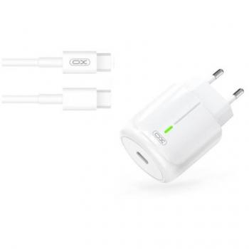 CARGADOR DE CORRIENTE XO 20W TIPO C + CABLE TIPO C BLANCO
