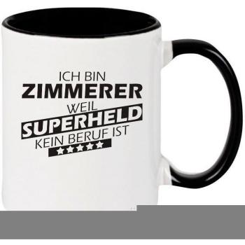 Shirtstown Taza de Café Ich Bin Carpinteros, Weil Super Héroe No Oficio ist - Negro, 375 ml