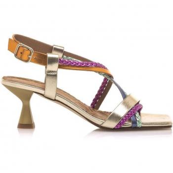 Sandalias de Tacón Mustang Annie Piel Multicolor Naranja