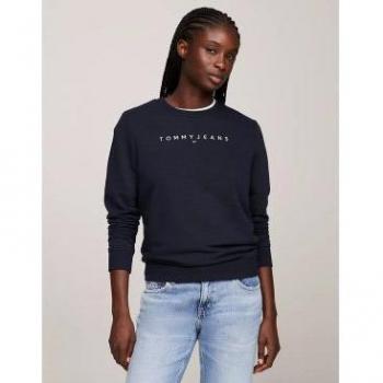 Tommy Jeans Women's Linear Logo Sweatshirt, Navy Blue, Size S