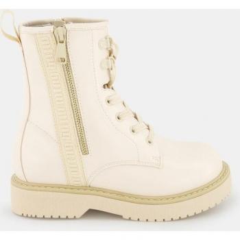 Botines de niña tipo militar con tira logotipada y cremalleras
