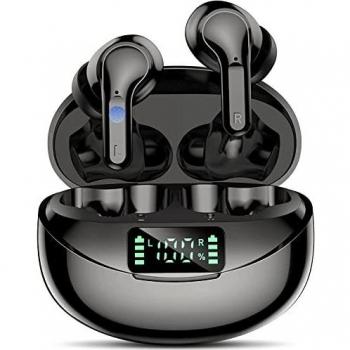 Auriculares Inalámbricos, Auriculares Inalámbricos Bluetooth In-Ear, Control Táctil, Carga Rápida, Tiempo De Reproducción De 32 Horas, Sonido Estéreo HiFi, Graves Profundos y Micrófono Integrado