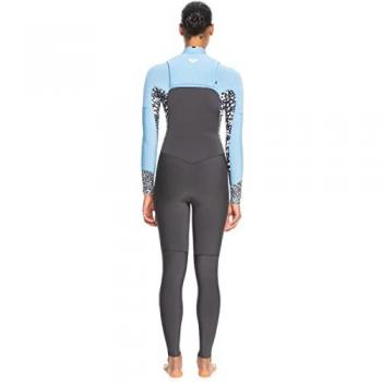 Traje de neopreno Roxy Swell Series 3/2 manga larga negro azul blanco mujer con cremallera en el pecho