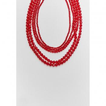 Burgundy Beaded Waterfall Necklace OS