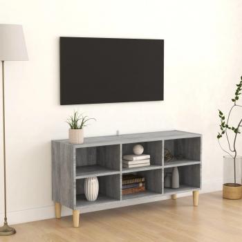 Mueble de TV con patas de madera maciza gris Sonoma 103,5x30x50 cm
