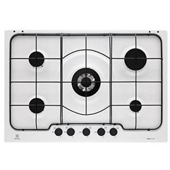 Placa de Cocina Empotrada Electrolux PB750UV Blanca Gas 5 Quemadores con Wok