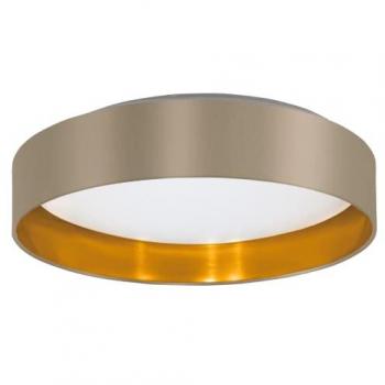Lámpara de Techo LED Textil Maserlo 2, Ø 38 cm, Color Oro y Taupe, Luz Cálida