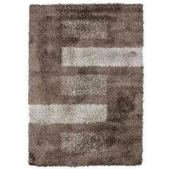 Alfombra de pelo largo con patrones geométricos rectangular 120 x 170 cm gris
