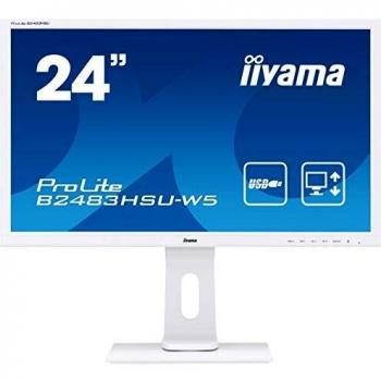 Iiyama b2483hsuw5 monitor led 61cm 24 fullhd vga hdmi displayport usb20 regulable en altura pivotante blanco mate