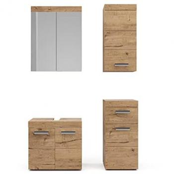Conjunto de muebles de baño Luna, Roble Wotan, 4 piezas con armario suspendido
