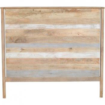 Cabecero de cama de madera STYLE HOME y Set de mesas Romimex Marrón en madera de acacia y mango, 2 piezas