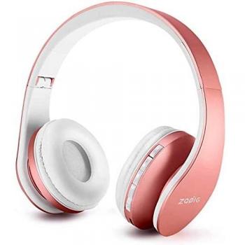 Auriculares Bluetooth para niños, Auriculares Plegable para niños con Volumen Limitado, niñas y niños, Auriculares Ajustable y Plegable con micrófono-Rosa Oro