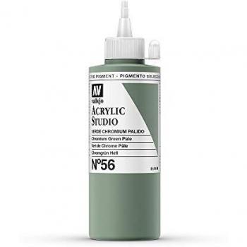 VALLEJO ACRYLIC STUDIO, PINTURA ACRÍLICA, 200ML, VERDE CHROMIUM PALIDO, Nº 56