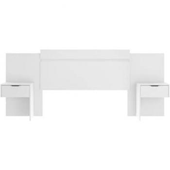 Cabecero extensible con mesas de noche - 140/160 cm - Blanco - PARATI
