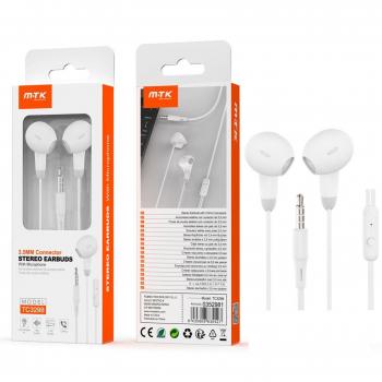Auriculares con Cable Galdorn TC3298 Blanco con Micrófono, Jack 3.5mm y Cable de 1.2m