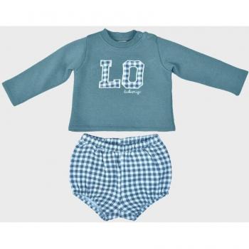 Conjunto de bebé niña azul con dibujo frontal