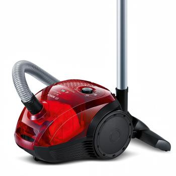 Bosch Aspirador Trineo Dual con y sin Bolsa, 600W, Depósito 3.5L, Filtro Higiénico, Rojo Translúcido