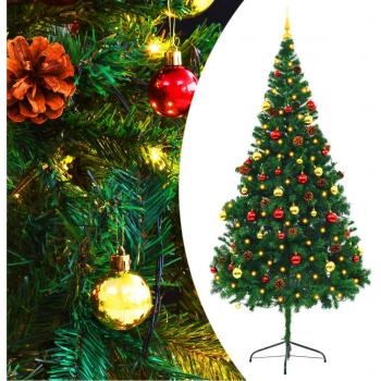 vidaXL Artificial Pre-lit Christmas Tree with Baubles Green 210 cm