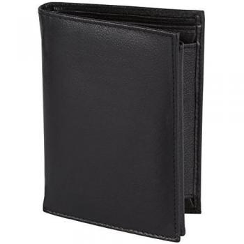Monedero de piel en color negro con mucha capacidad de cuero de vaca, modelo 3548, el color:Negro