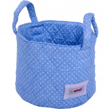 Minene 1524 - Cesta de tela pequeña, diseño topitos, color azul claro