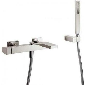 Tres Griferia - Monomando Bañera-Ducha Ducha De Mano Anticalcárea Con Soporte Orientable Y Flexo Satin