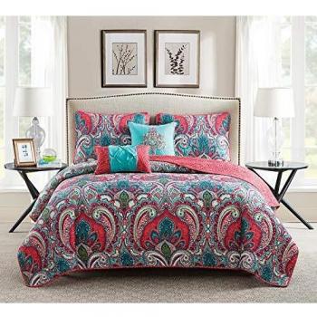 Vcny home casa real 5 piece quilt set fullqueen multi 90 x 90