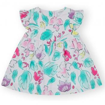 Vestido de bebé niña con manga acabado volante 100% algodón