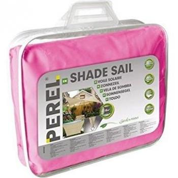Perel GSS4360FU Toldo de Vela - 3x3m, poliéster impermeable, protección UV 50+, color beige, incluye cuerdas y anclajes