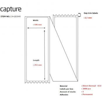 Etiqueta Adhesiva para Impresoras Láser 106x251 mm Blanca - Capture CA-LB3049