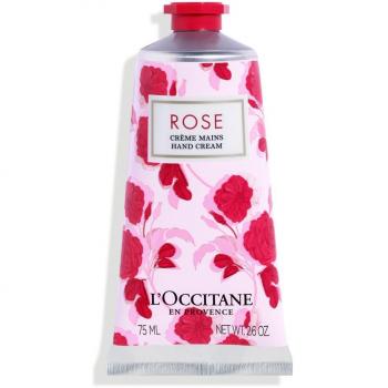 L'Occitane Rose Hand Cream 75ml - Moisturizing hand cream with a delicate rose fragrance, enriched with shea butter and vitamin E for hydration and softness, suitable for all skin types