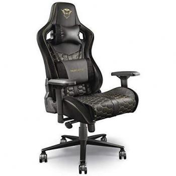 Trust Gaming Silla Gamer GXT 712 Resto Pro - Asiento Totalmente Giratorio 360°, Respaldo Ajustable Entre 90° y 180°, Silla Escritorio Ergonomica para Ordenador, Oficina, PC - Negro