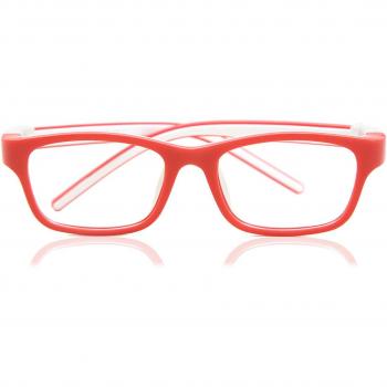 Square Full Rim Plastic Kids' Prescription Glasses Online Red Size 42 - Blue Light Block Available - SmartBuy Kids