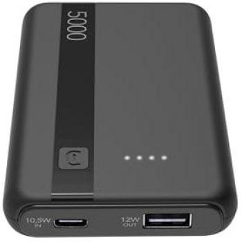 Power Bank Solar 5000 mAh Negro - Carga Rápida 12W, USB Tipo A y C