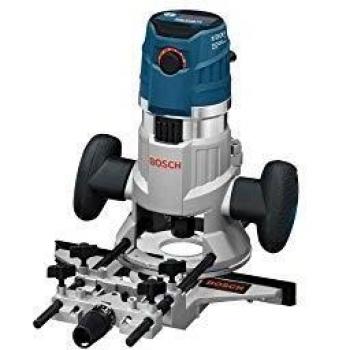 Bosch GMF 1600 CE Professional - Fresadora de superficie, 2 casquillos copiadores, 2 pinzas de sujección, adaptador de aspiración, protección de virutas y tope paralelo