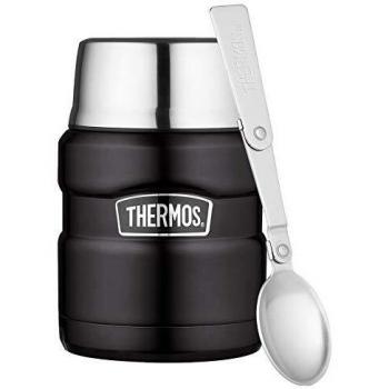 THERMOS Recipiente para Alimentos de Acero Inoxidable, Acero Inoxidable, Negro, 9,3 x 9,3 x 14,2 cm