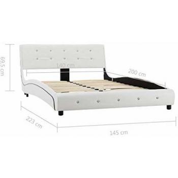 vidaXL Estructura de cama de cuero sint¨¦tico blanco 140x200 cm